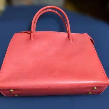 키소라 천연 가죽 레드색 핸드백 대
