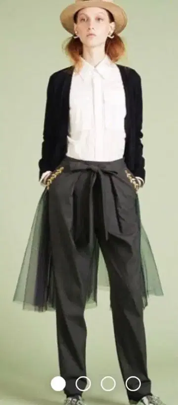 MUVEIL [ 새상품급 ] 롱 튤 가디건 블랙 리본 사이즈 38