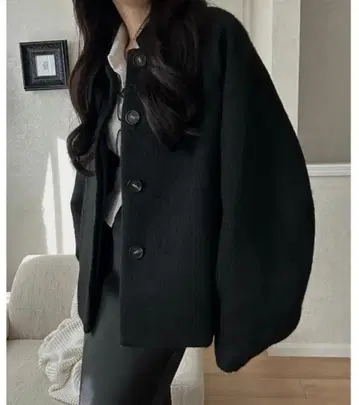 울 혼방 블랙 자켓 사이즈 F 재기 코트