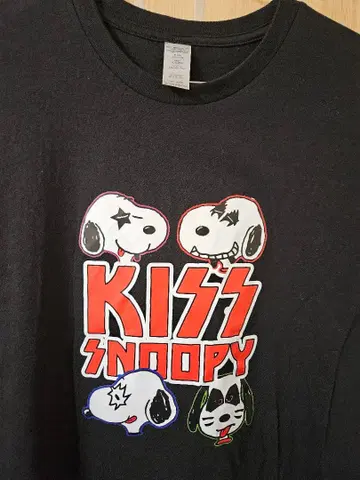 KISS Snoopy 콜라보 T셔츠 블랙 XL