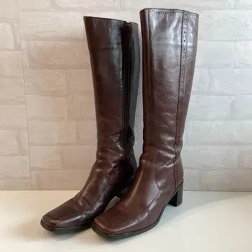 잉그 스퀘어토 사이드 지퍼 롱 부츠 24cm 브라운 일본제