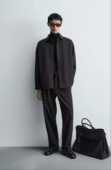 [ 미사용 새상품 ] ZARA 오버 사이즈 셔츠 자켓 블랙 자카드