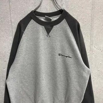 챔피온 자수 로고 래글런 바이컬러 맨투맨 구제 의류 M