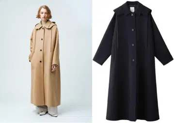 에부르 ebure 지론 라무 멜톤 스텐 칼라 후데트 롱 코트