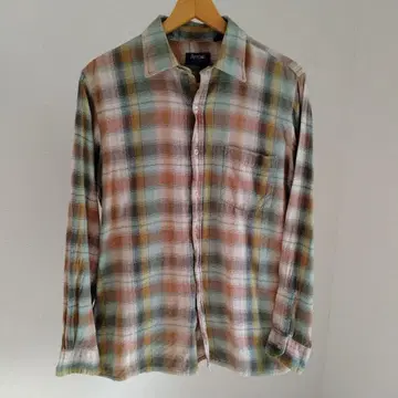 80s Arrow 옴브레 체크 셔츠 코튼 빈티지