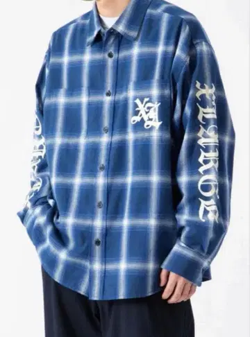 XLARGE 블루 계열 체크 플란넬 셔츠 XL