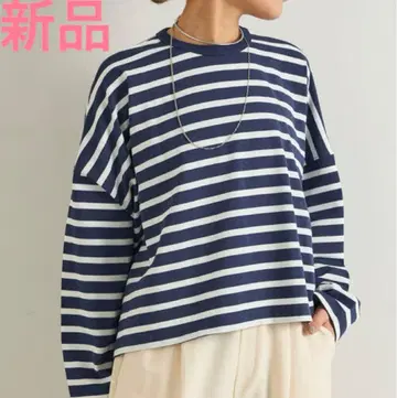 새상품 un dix cors 오버 실루엣 보더 풀오버 네이비