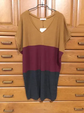 라피아 니트 튜닉 티셔츠 보더 M