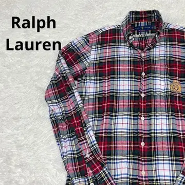 랄프 로렌 엠블럼 자수 체크 셔츠 여성용 M