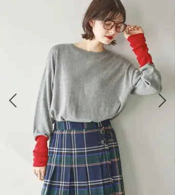 니코앤드 - 캐시미어 혼방 배색 니트 풀오버 그레이 M 사이즈