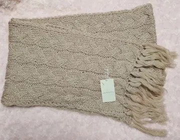 ANTEPRIMA 케이블 짜임 머플러 베이지 울 라메 실