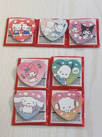 산리오 트레이딩 하트 캔뱃지 묶음 판매, 낱개 판매 가능