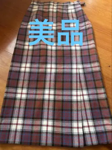 요크랜드 체크 무늬 타이트 스커트 사이드 지퍼