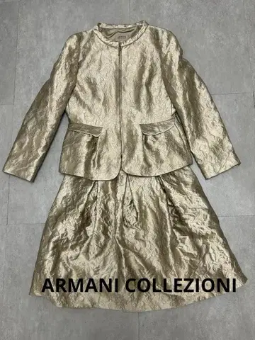 컨디션 최상 브론즈 골드 자켓 스커트 세트 이탈리아제 빅 사이즈