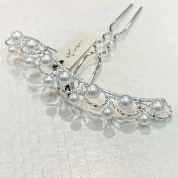 [꽃 책갈피] 헤어콤 펄 티아라 바치형 머리 장식 후리소데 혼례 예복