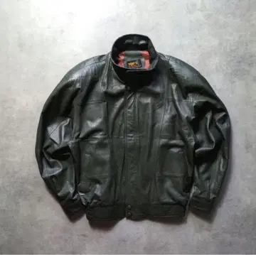 천연 가죽 가죽 자켓 80s 90s 짧은 기장 파워 숄더 그린 노코어