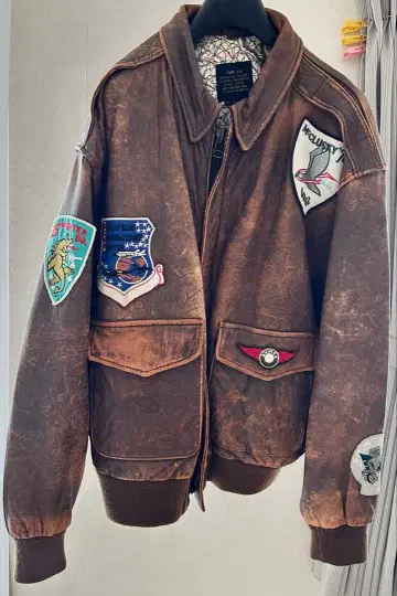 브라운 가죽 플라이트 자켓 A-2 AVIREX