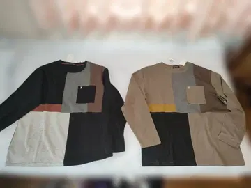 MACBETH 멀티 컬러 패치워크 티셔츠 2벌 세트