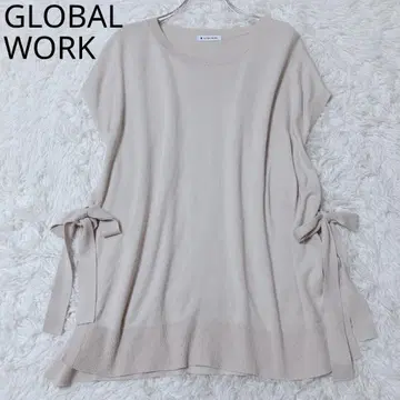 글로벌 워크 니트 베스트 슬리브리스 베이지 캐주얼 레이어드 가을/겨울