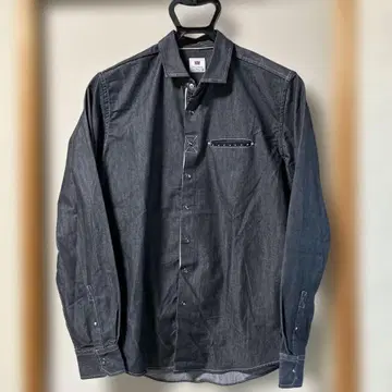 Mitsumine 다크 데님 긴팔 셔츠