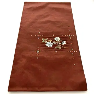 브라운 꽃무늬 스쿠이오리 후쿠로 오비