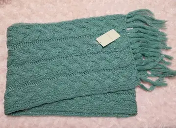 ANTEPRIMA 민트 그린 케이블 짜임 머플러 울 라메사