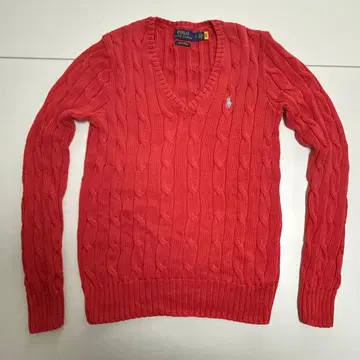 케이블 니트 코튼 V넥 스웨터