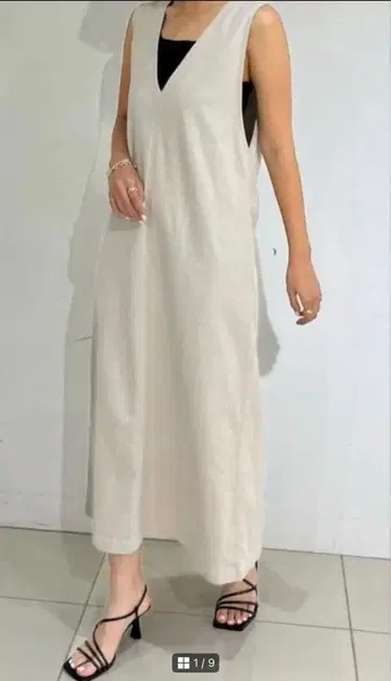 YANUK 오버롤 스커트 샌드 베이지 S