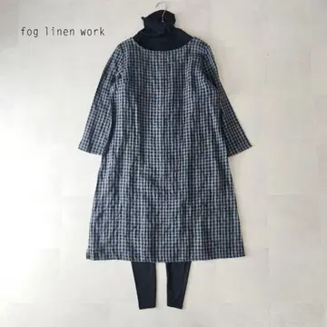 [택 포함 새상품] fog linen work 리아 튜닉 체크 미디