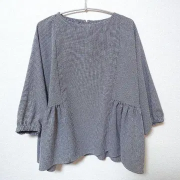 르 방 수플레 체크 무늬 칠부 소매 튜닉