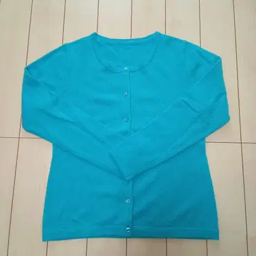 새상품급 캐시미어 100% BONJOUR 터콰이즈 긴팔 가디건