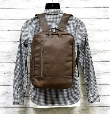 미사용 백팩 스퀘어 브라운 출퇴근 통학 심플 심플