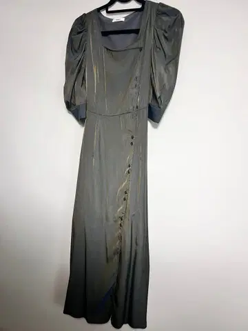 퍼프 슬리브 그레이 맥시 드레스