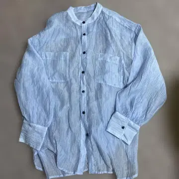 LOWRYS FARM 라이트 블루 긴팔 주름 가공 시어 셔츠 F 사이즈