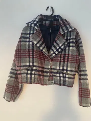 앙제 라이더 자켓 체크 무늬 여성