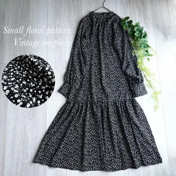 새상품급 롱 원피스 미니 꽃무늬 플라워 블랙 화이트 레트로 빈티지
