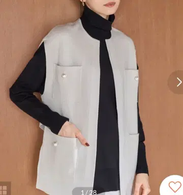 VERY x UNFILO 콜라보 펄 장식 베스트 그레이지