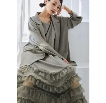 새상품 niana 트랜스페어런트 헴 셋업 드레스 그레이지