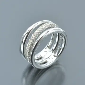 새상품급 스와로브스키 3연 반지 13호/55/17mm 큐빅 실버