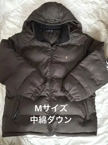 후드 부착 브라운 다운 자켓 충전솜 STECCEL 아웃도어 방한