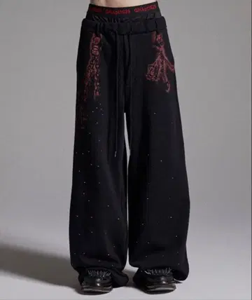 GRANCY 큐빅 레이어드 스웨트 팬츠 S 사이즈 블랙