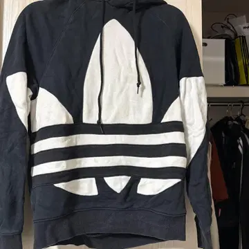 adidas 스트라이프 후드티 블랙/화이트