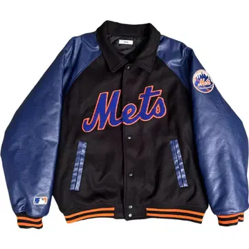 MLB 페르슈 메츠 자수 바시티 자켓 METS PERSHU M 블랙/블루