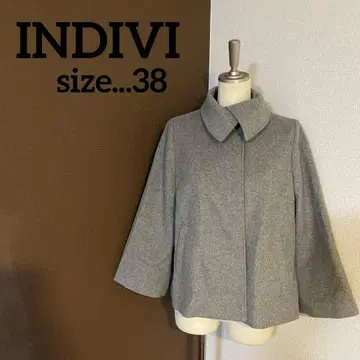 인디비 판초풍 스탠드 카라 숏코트 그레이