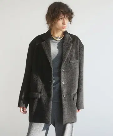 블랙 샤기 오버코트 브릴 BRILL