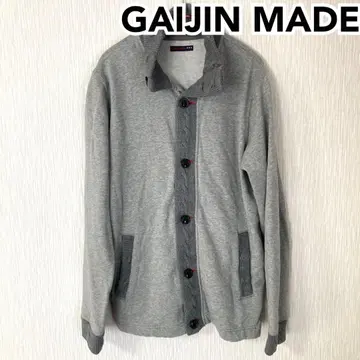 GAIJIN MADE 고품질 버튼 달린 가디건 그레이 코튼