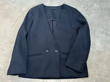 노카라 자켓 투버튼 네이비