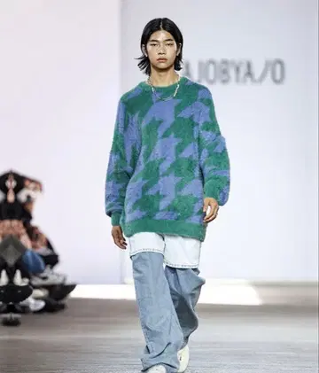 AJOBYAJO 모헤어 스웨터 그린/블루