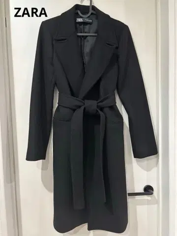 ZARA 블랙 롱 코트 허리 벨트 포함