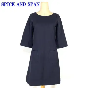 스픽 앤 스팬 7부 소매 A라인 원피스 네이비 36 C1424